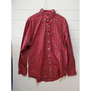 Duluth Trading Co. mens size L Tall red plaid long sleeve buttoned down shirt